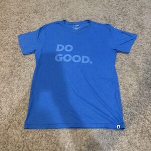 Cotopaxi Shirt Mens Medium Blue Do Good Slogan Graphic Tee Tagless Organic